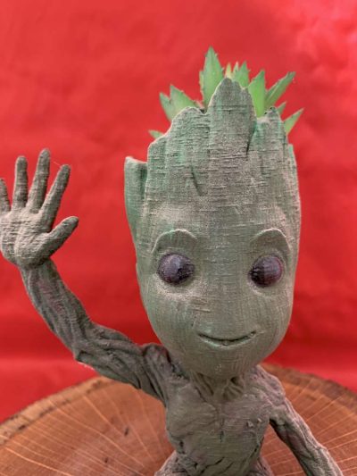 Baby Groot with Artificial Succulent Plant