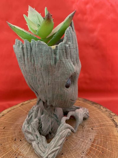 Baby Groot with Artificial Succulent Plant