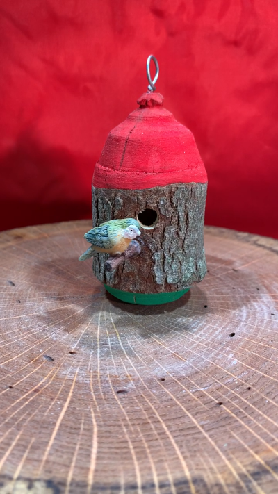 Mini Red Roof Duplex Birdhouse
